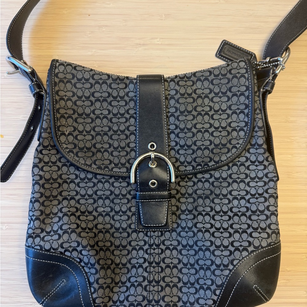 Y2K vintage Coach Black and Gray Patterned Crossbody Bag